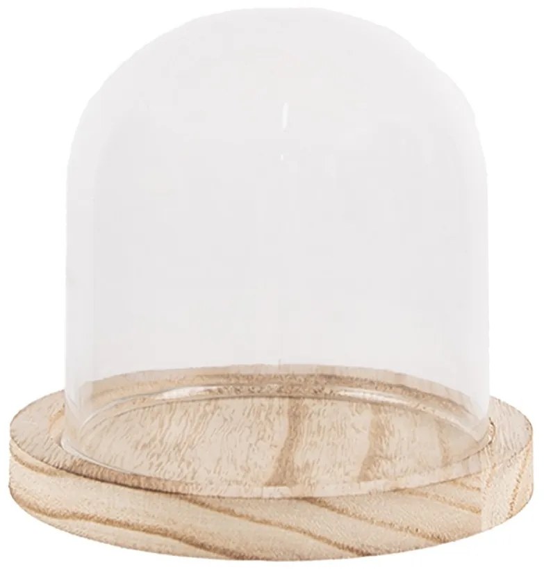 Prírodný drevený podnos so skleneným poklopom - Ø 13*11 cm