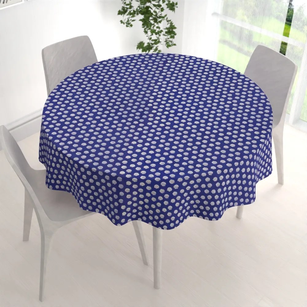 Biante Bavlnený okrúhly obrus Sandra SA-214 Biele bodky na modrom Ø 100 cm