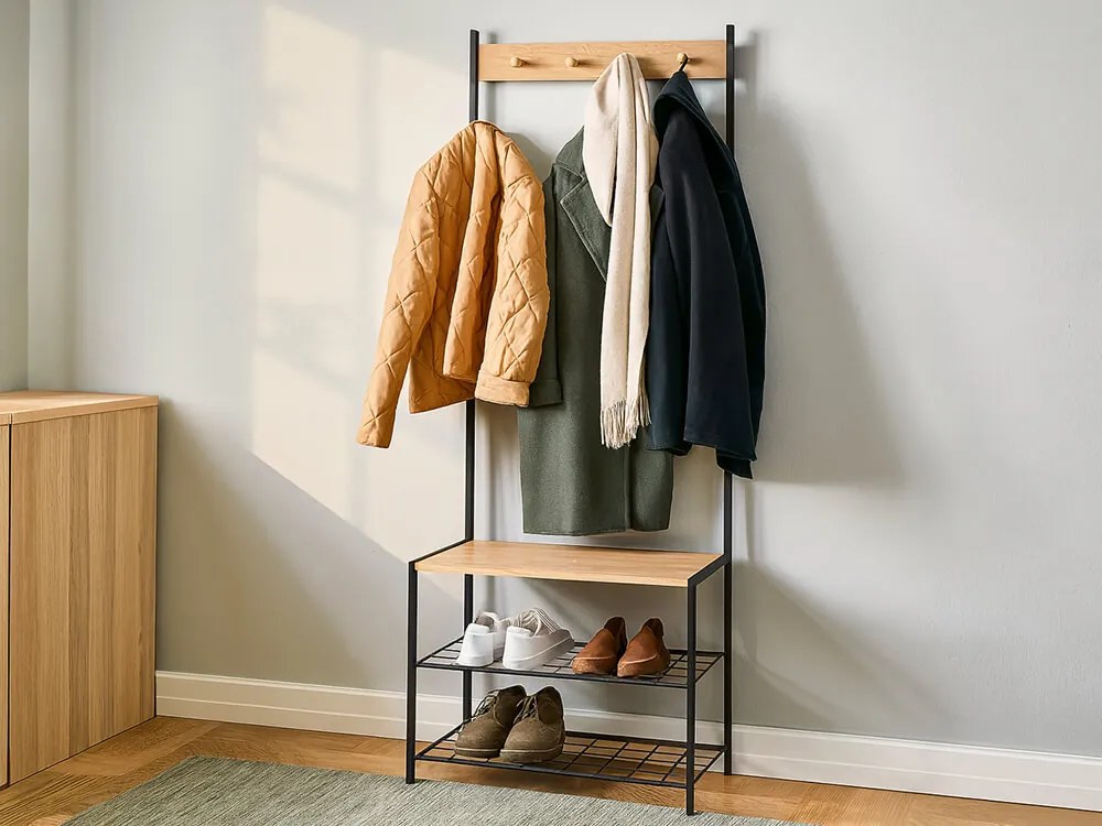 CH Kovový vešiak s policami Oto- čierna