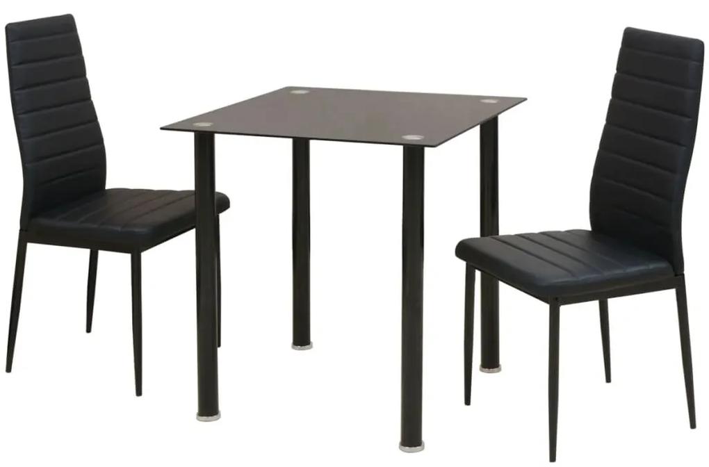 3-dielny jedálenský set stola a stoličiek, čierny