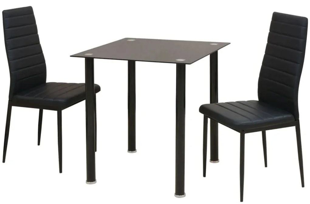 vidaXL 3-dielny jedálenský set stola a stoličiek, čierny