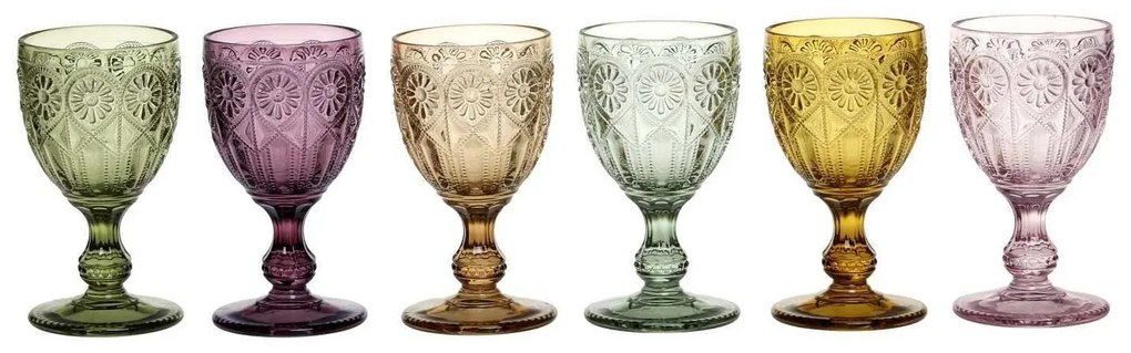 Sada 6ks farebných pohárov na víno Saint-Émilion zúžené - Ø8*15cm / 230ml