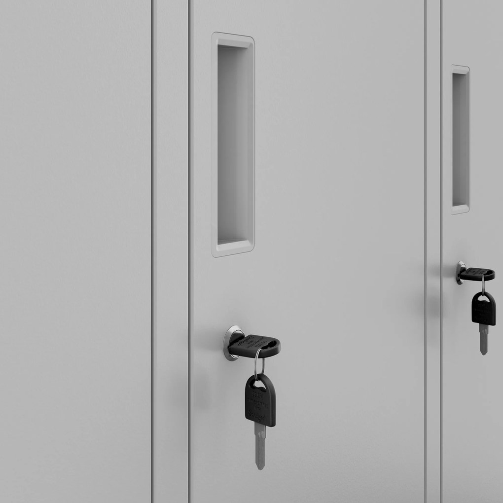 Školská BHP šatníková skriňa IGOREK, 6-dverová, 900 x 1500 x 450 mm, sivá