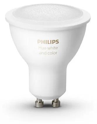 PHILIPS HUE Múdra LED žiarovka HUE s funkciou RGB, Hue Bridge a vypínačom, GU10, 4,3 W, 350lm, teplá biela-stude