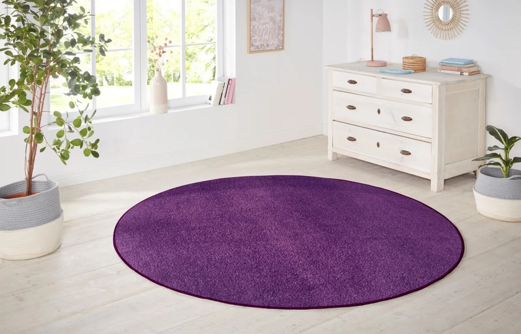 Hanse Home, Kusový koberec Nasty 101150 Purple kruh, 200x200 (priemer) kruh, fialová, chodba / predsieň
