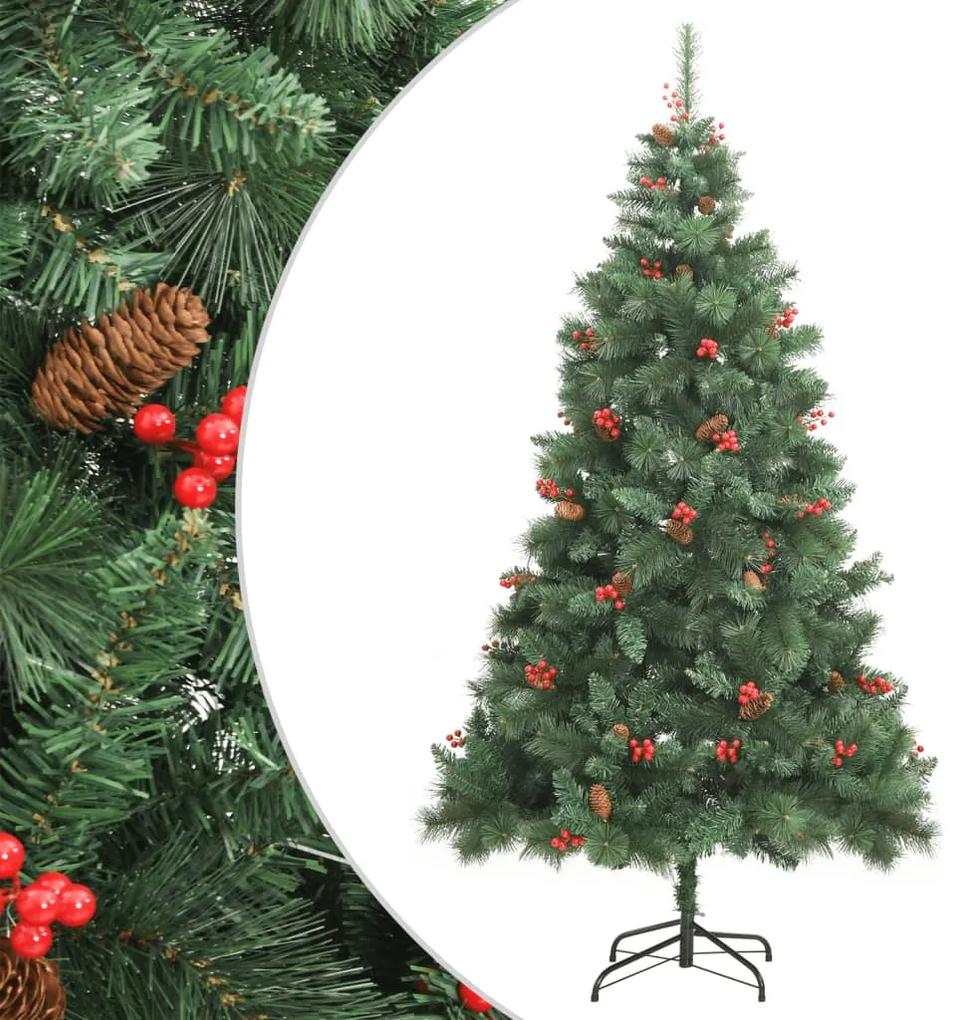 Umelý výklopný vianočný stromček so šiškami a bobuľami 240 cm 357709