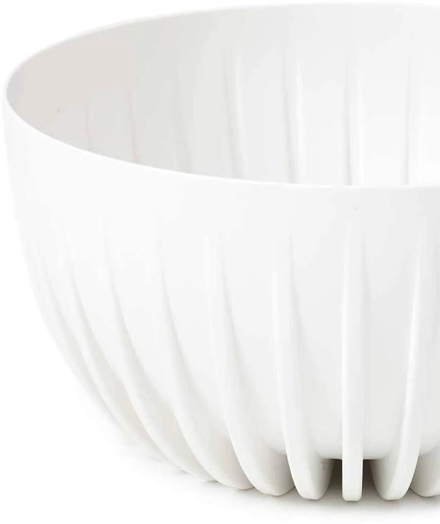 PLASTOVÝ KVETINÁČ STRIPPED ECO SADA 2KS 16X30 CM+15X24 CM BIELA