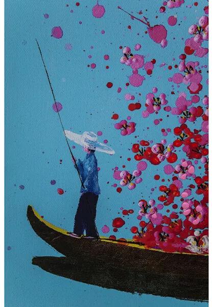 Flower Boat obraz modro-ružový