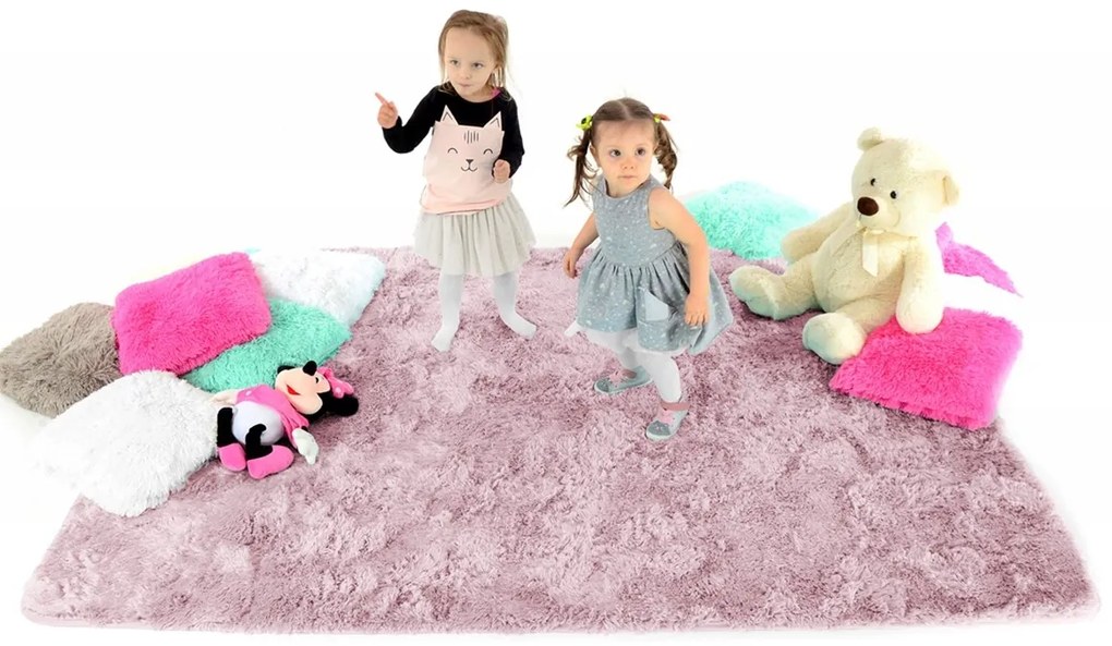 MAXMAX Detský plyšový koberec staroružová obdĺžnikový Dlhý vlas (SHAGGY) ružová