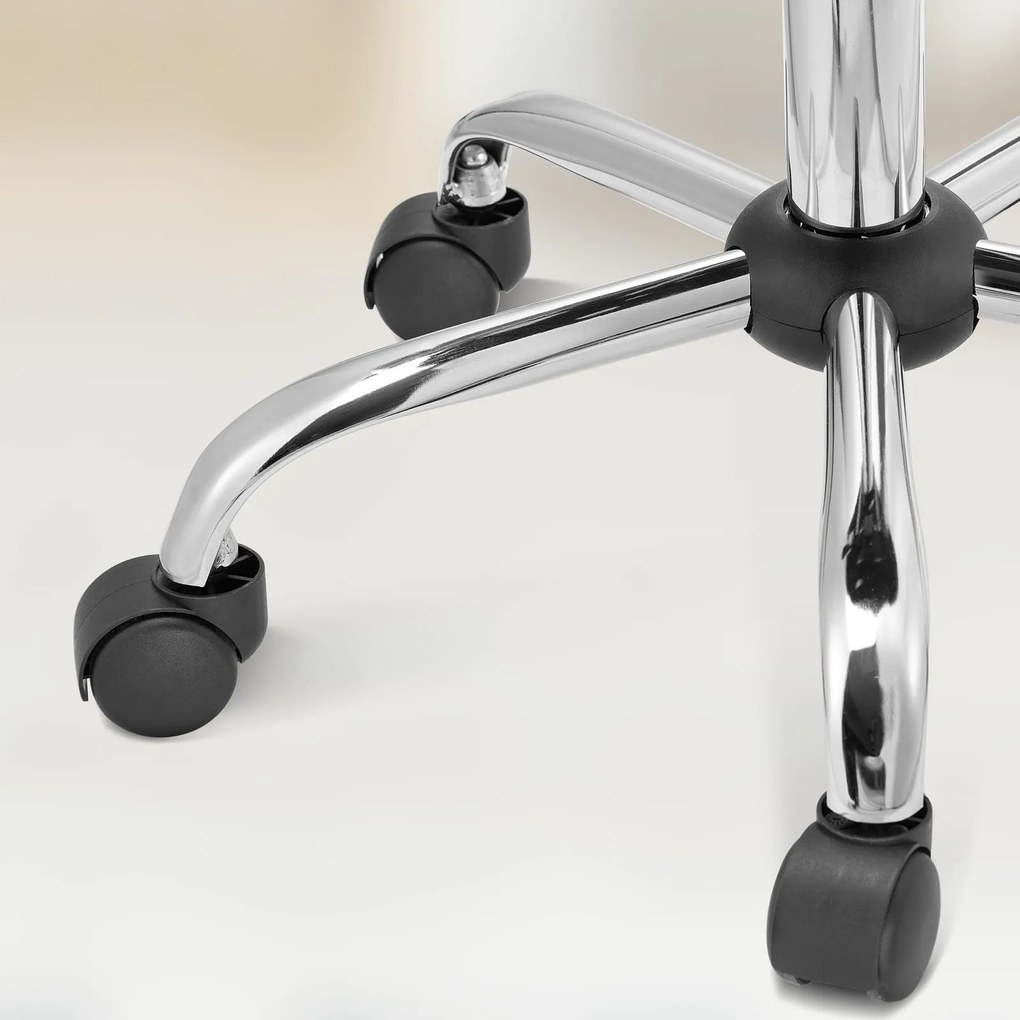 Taburetka na kolieskach s operadlom ROLAND, Ø35cm, čierna Casaria