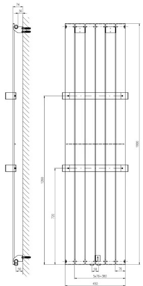 Sapho - Kúpeľňový radiátor COLONNA 910W/230V 45x180 cm biela