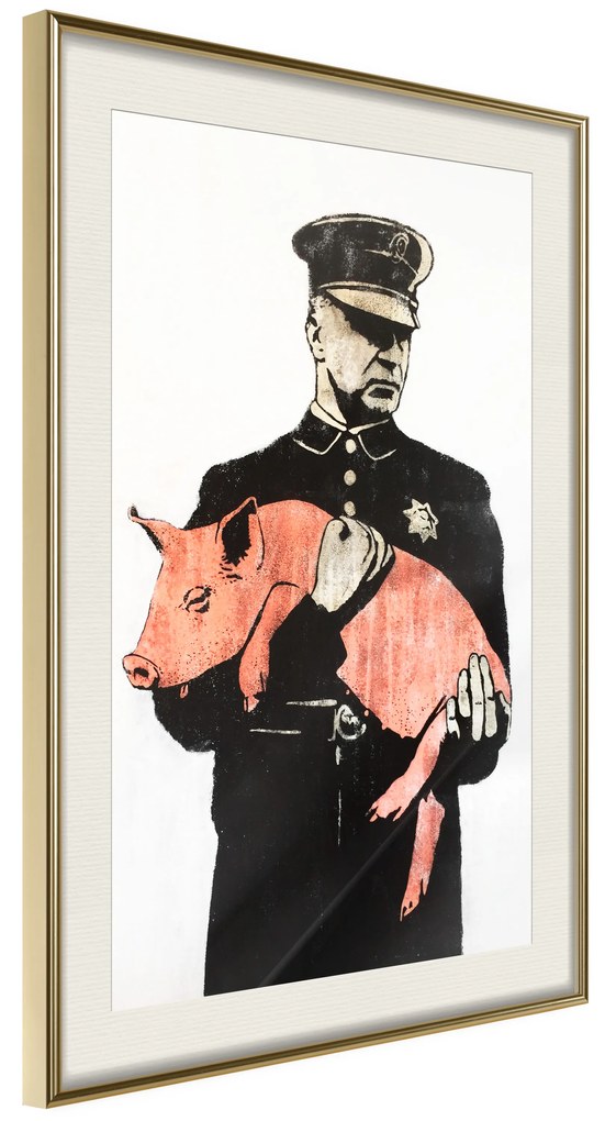 Artgeist Plagát - Police Pig [Poster] Veľkosť: 20x30, Verzia: Zlatý rám