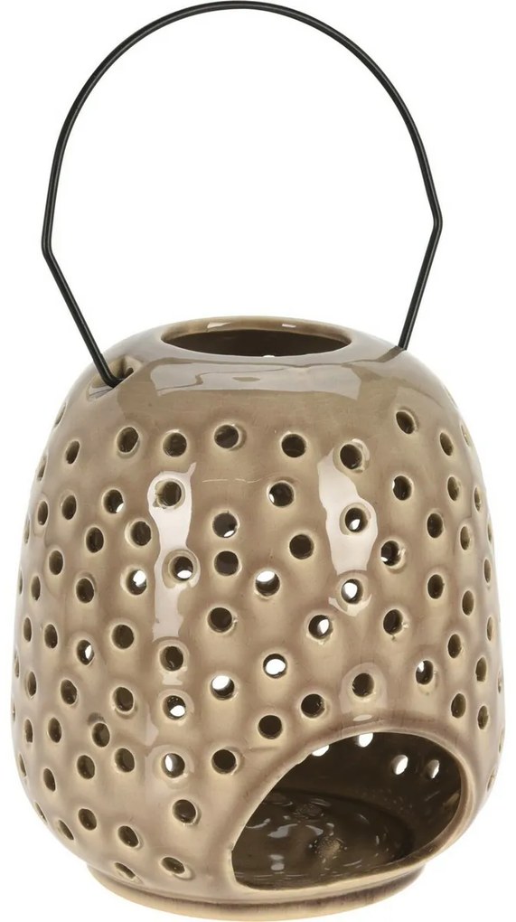 Keramický lampáš Dots sivá, 15 x 23 cm