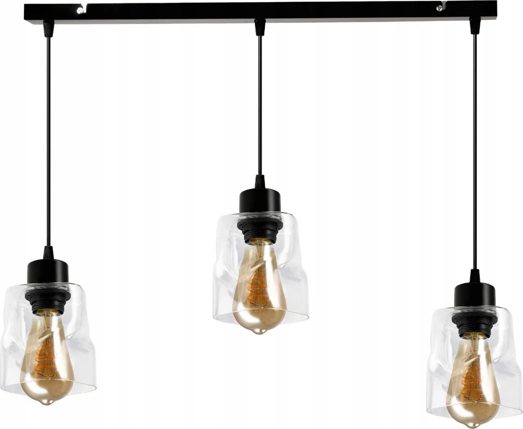 BERGE LED stropné závesné svietidlo 3xE27, rolovací, priehľadný štvorec