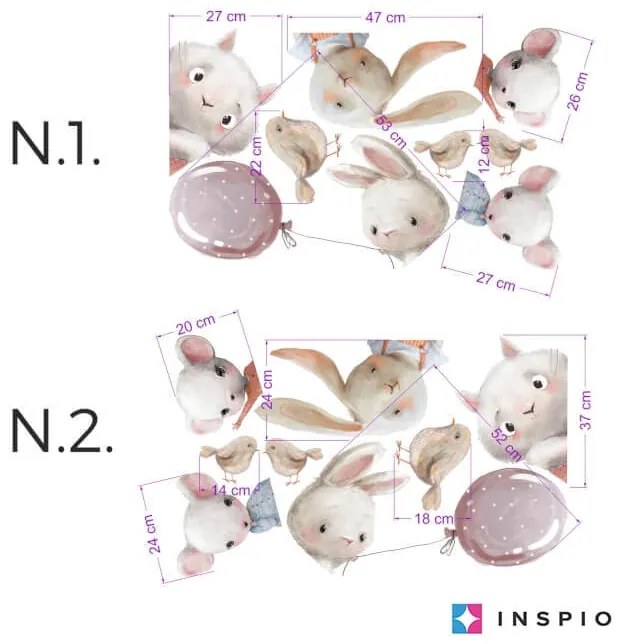 Nálepky na stenu - Akvarelové zvieratká za komodu
