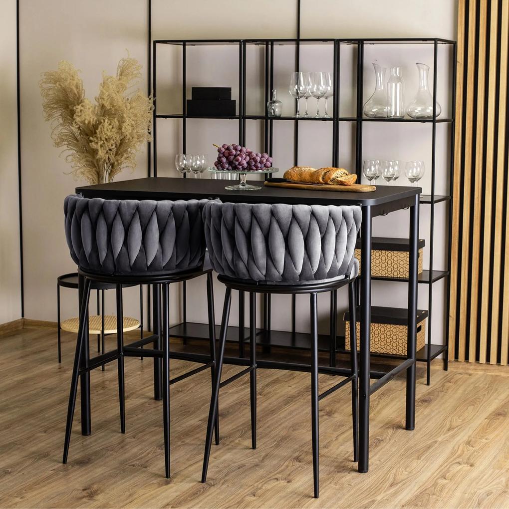 PROXIMA.store - Luxusná barová stolička FLORES FARBA: čierna, FARBA NÔH: zlatá