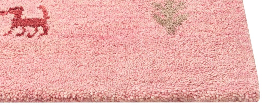 Vlnený koberec gabbeh 80 x 150 cm ružový YULAFI Beliani