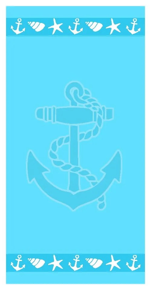 Modrá froté bavlnená plážová osuška 70x140 cm Anchor – B.E.S.