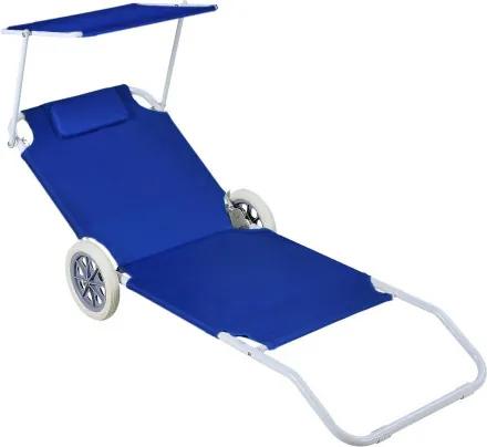 InGarden plážové lehátko na kolieskach PALM modré