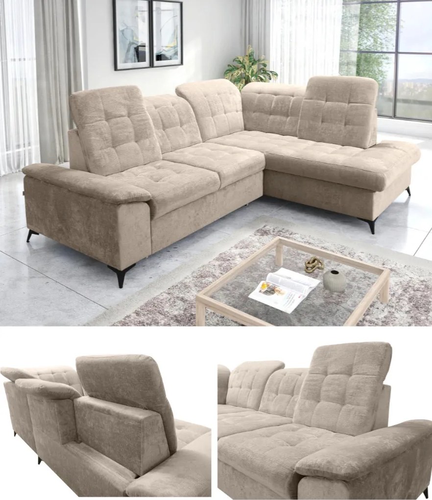 Rohová rozkladacia sedačka 268×210 Regulácia opierky sedadla Pohodlné Kongo RBN16