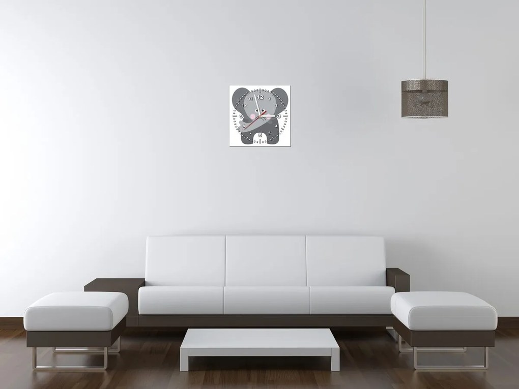 Gario Obraz s hodinami Slon Rozmery: 40 x 40 cm