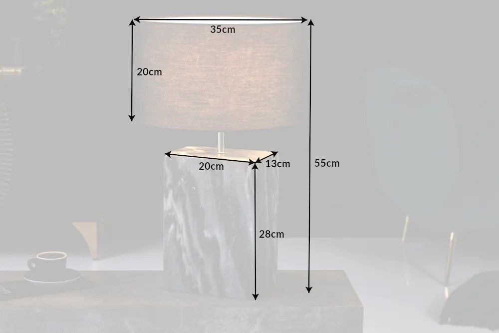 Stolná lampa mramorová 55cm čierny RÁM