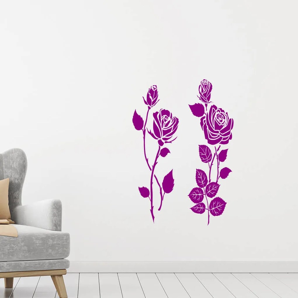 Veselá Stena Samolepka Dve ruže Farba: ružová, Veľkosť: 60 x 66 cm