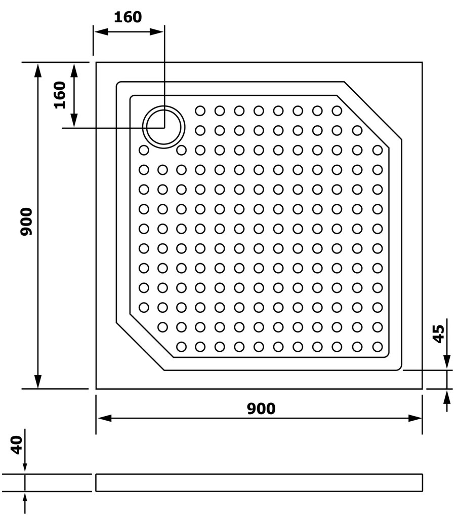 Gelco Gelco, ANETA90 sprchová vanička z liateho mramoru, štvorec 90x90x4cm, GA009