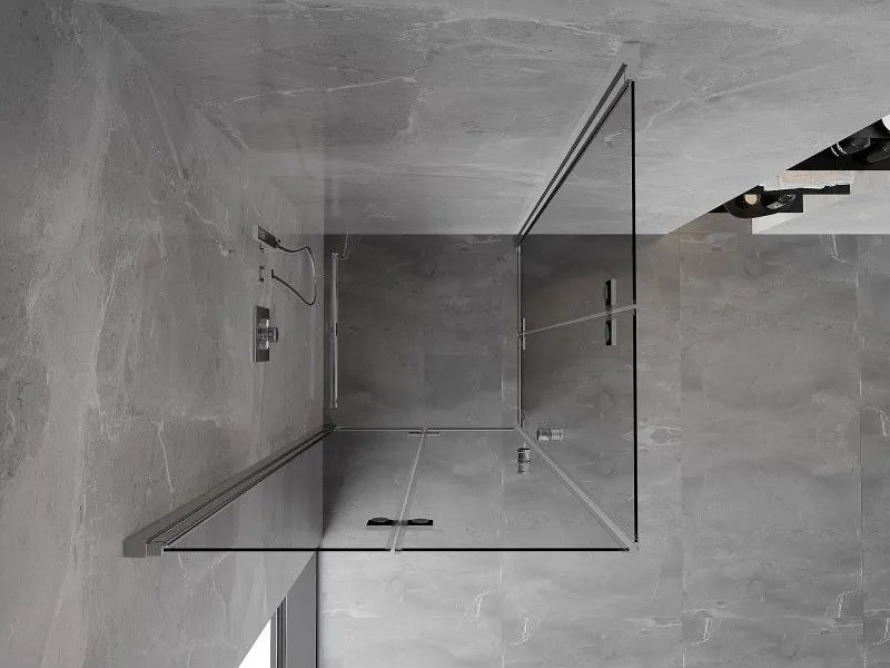 Mexen Mist-F Duo, skladací sprchový kút 80 x 80 cm, číre sklo, chrómový profil, 8A6-080L-080P-01-00