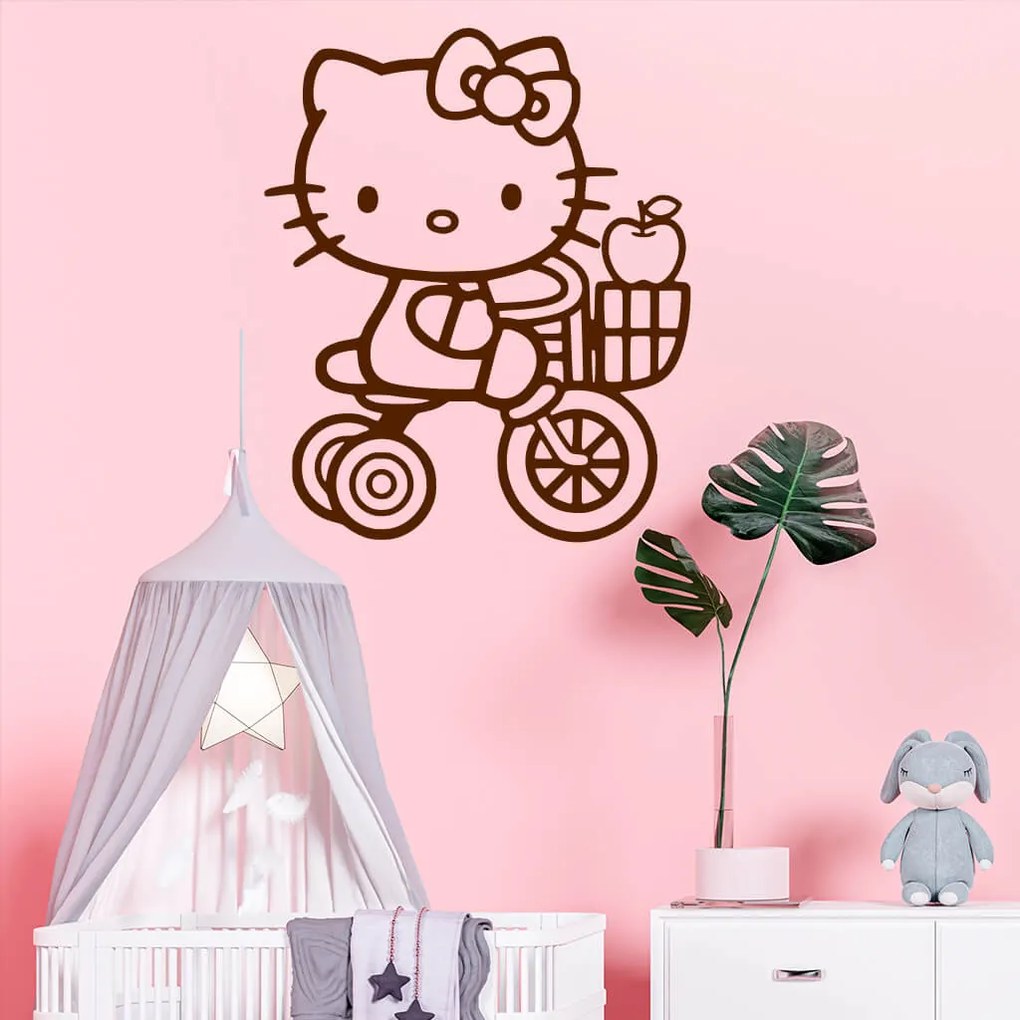 Veselá Stena Samolepka Mačička Hello Kitty Farba: červená, Veľkosť: 40 x 33 cm