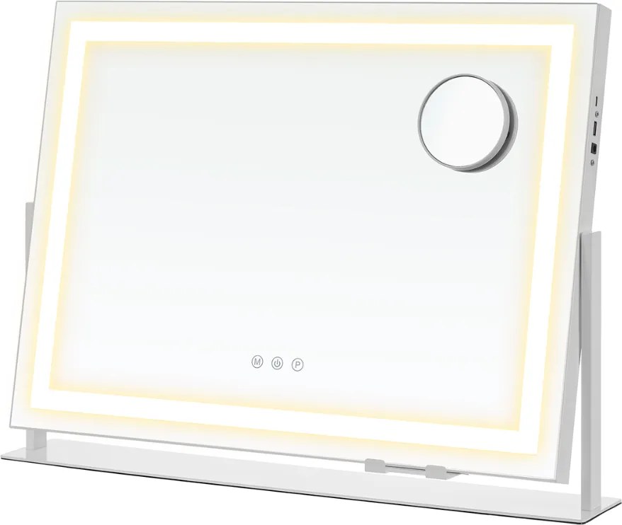 Kozmetické zrkadlo DAHLIA s LED osvetlením, 10x62,5x45,8cm, biela SongmicsHome