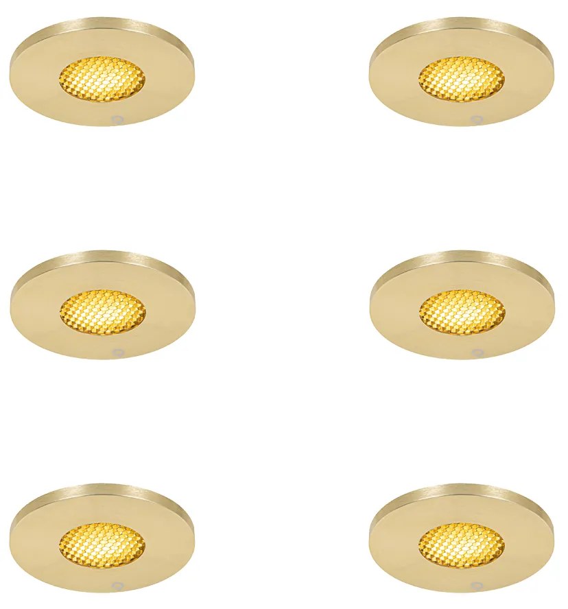 Sada 6 moderných kúpeľňových zapustených bodových svetiel zlatá IP54 - Shed Honey