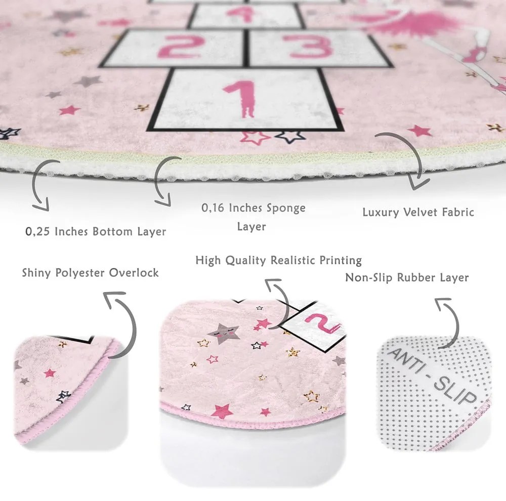 Ružový detský koberec ø 100 cm Comfort – Mila Home