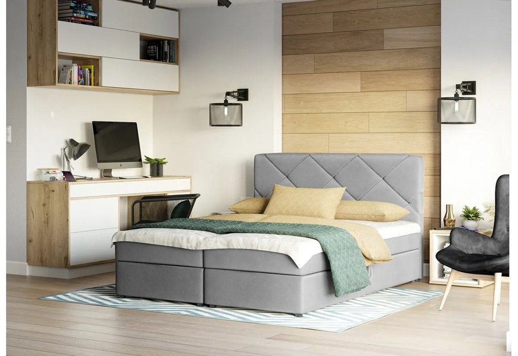 Čalúnená posteľ boxspring SCARLETT + úložný priestor + topper - itaka 16 / 160x200 / áno