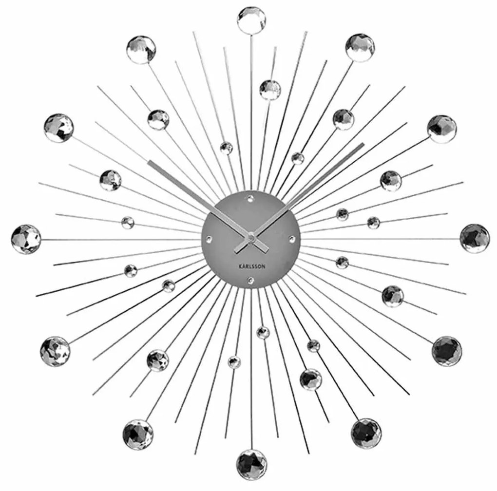 Nástenné hodiny Sunburst veľké kryštály ∅ 50 cm