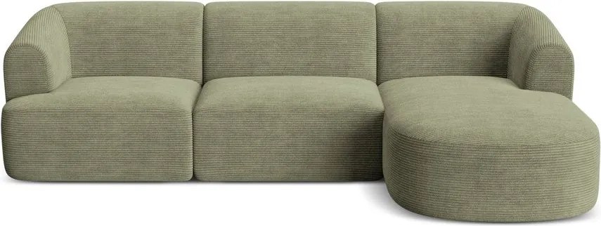 Zelená menčestrová rohová pohovka (pravý roh/s leňoškou) Campi – Cosmopolitan Design