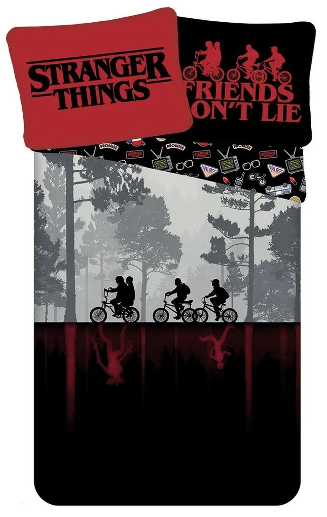 Jerry Fabrics Bavlnené obliečky Stranger Things Upside Down, 140 x 200 cm, 70 x 90 cm