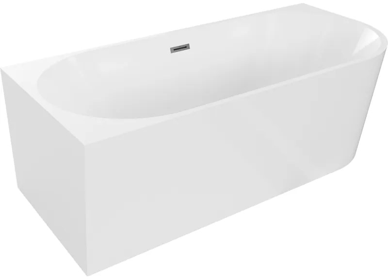 Mexen Mia, voľne stojaca rohová vaňa, lavá, 180 x 80 cm, biela, brúsený grafit prepad, 52691808000L-95