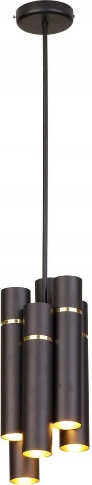 Závesná lampa Lynx Čierna Zlatá Tuby 12xE14 18x80 cm Stropná lampa Izba