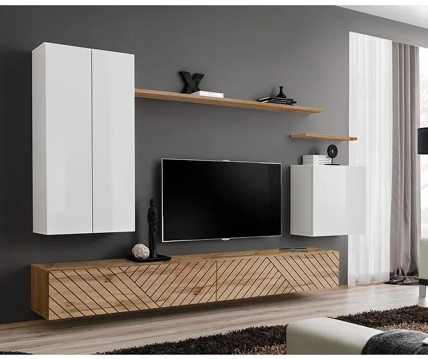 Obývacia Stena Switch II Line Biela/Wotan