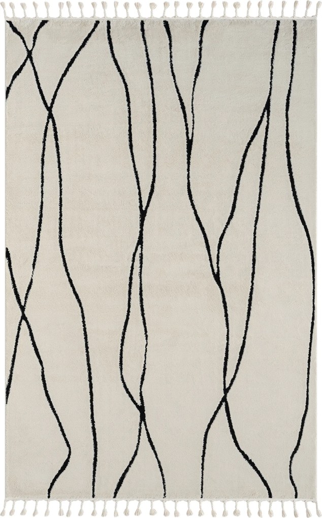 My Flair, Kusový koberec Moroccan Serenity weiß, 160x230, čiernobiela, obývacia izba