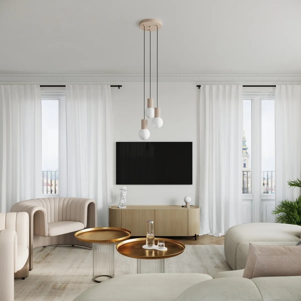 Stolná lampa Halo, 1x biele sklenené tienidlo, tp