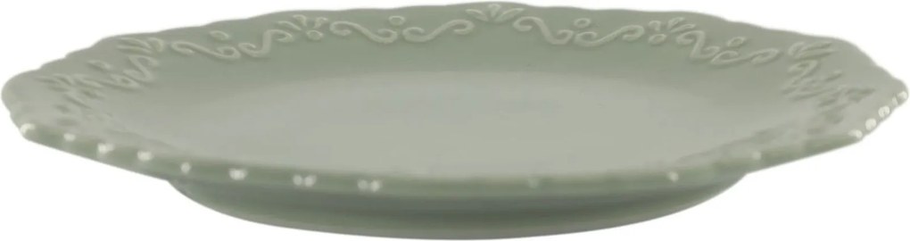 Zelený porcelánový dezertný tanier s čipkou Provence lace verte - Ø 19 cm