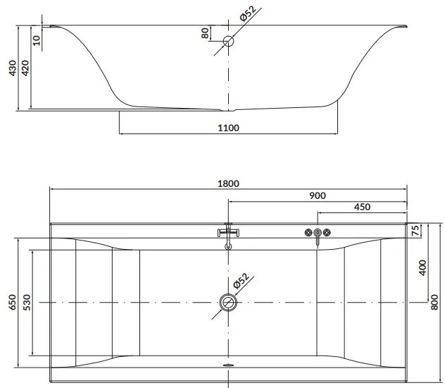 Cersanit Larga akrylátová vaňa 180x80cm + nožičky, biela, S301-306