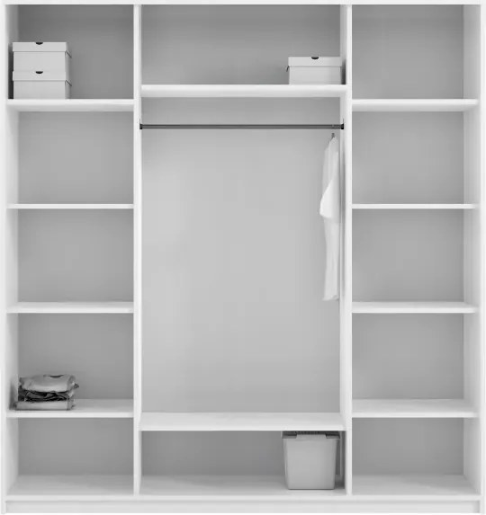 Moderná šatníková skriňa NICEA 180 so zrkadlom – Hlínová béžová