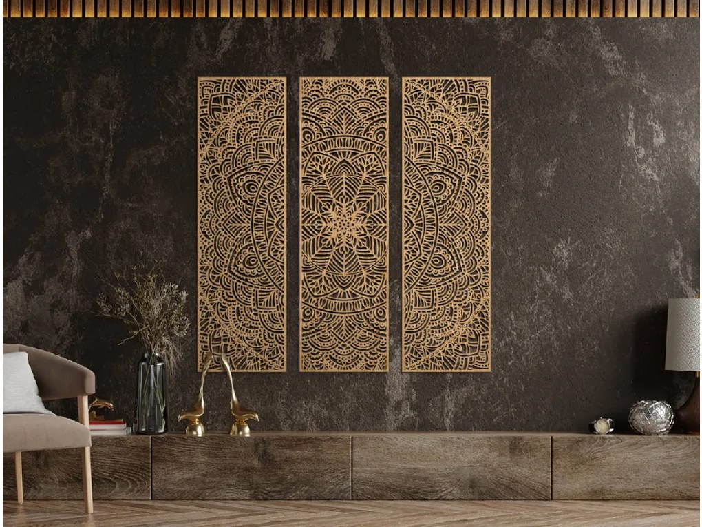 drevko Viacdielna mandala na stenu Unikát Rozmer obrazu: 133 x 132 cm, Farba dekorácie: Čierna
