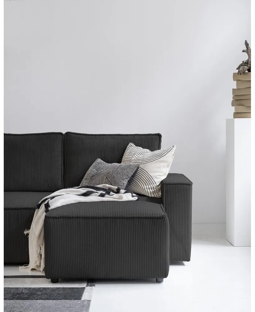 Antracitovosivá menčestrová rozkladacia rohová pohovka (variabilná) Brave Dave – Miuform