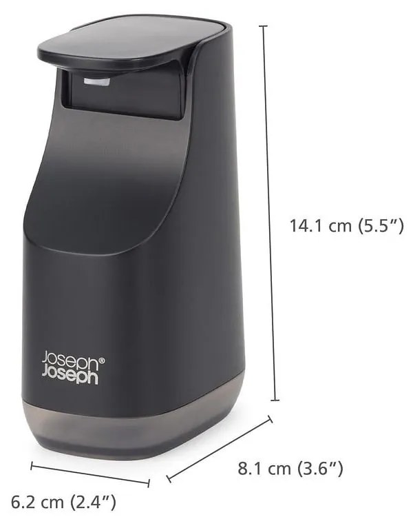 Čierny plastový dávkovač mydla 350 ml Slim – Joseph Joseph