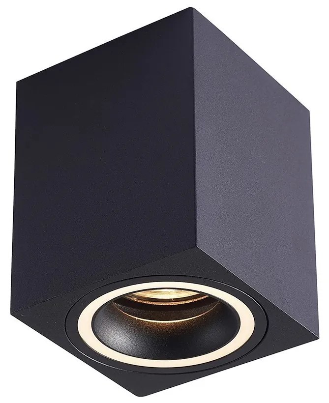 Stropné svietidlo Bima Ring Square, 1x čierne kovové tienidlo