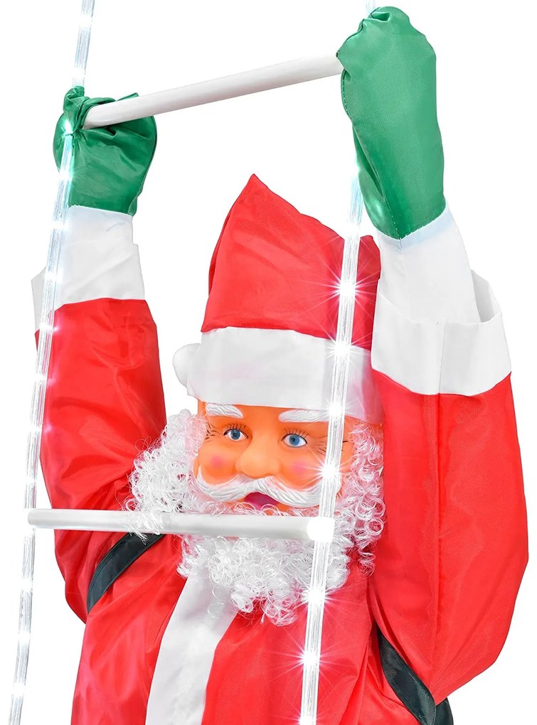 Tutumi, LED vianočný Santa Claus na rebríku 240cm XXL 391123A, červená-biela, CHR-03620